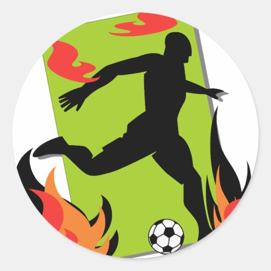 Sticker Rond T-shirts et cadeaux de soccer flamboyant (Devant)