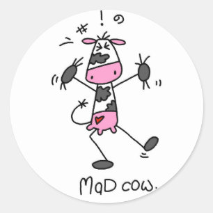 Sticker Rond T-shirts et cadeaux de vache folle