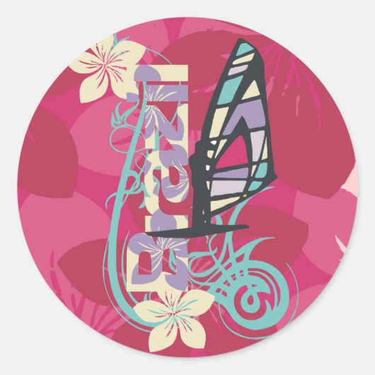 Sticker Rond T-shirts et cadeaux de Windsurfing Brésil (Devant)
