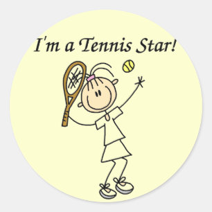 Sticker Rond T-shirts et cadeaux des étoiles Girl Tennis