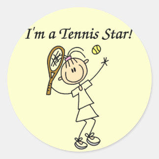 Sticker Rond T-shirts et cadeaux des étoiles Girl Tennis