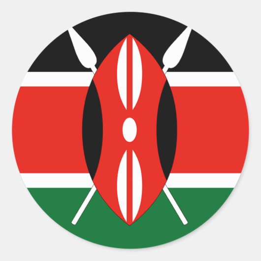 Sticker Rond T-shirts et cadeaux du Drapeau du Kenya (Devant)