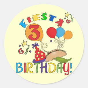 Sticker Rond T-shirts et cadeaux Fiesta 3e anniversaire