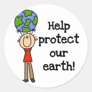 Sticker Rond T-shirts et Cadeaux Garçon Protégez Notre Terre