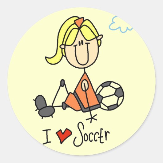 Sticker Rond T-shirts et cadeaux Girl I Love Soccer (Devant)