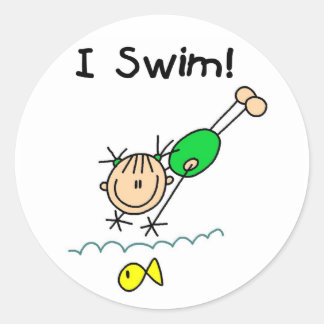 Sticker Rond T-shirts et cadeaux Girl I Swim