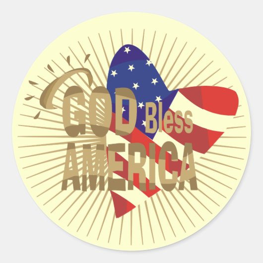 Sticker Rond T-shirts et cadeaux God Bless America (Devant)