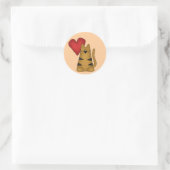 Sticker Rond T-shirts et cadeaux Heart and Striped Cat (Sac)