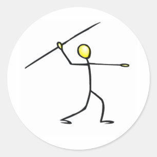 Sticker Rond T-shirts et cadeaux Javelin Stick Figure.