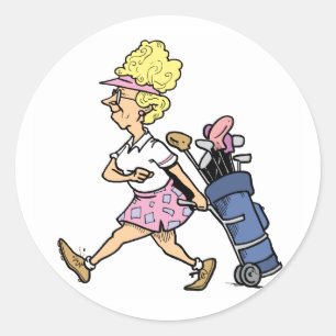 Sticker Rond T-shirts et cadeaux Lady Golfer