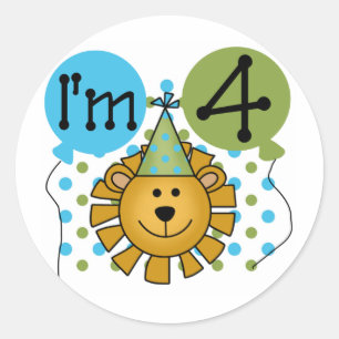 Sticker Rond T-shirts et cadeaux Lion 4th Birthday
