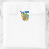Sticker Rond T-shirts et cadeaux Little Dino 1er anniversaire (Sac)