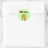 Sticker Rond T-shirts et cadeaux Love Surfing Frog (Sac)
