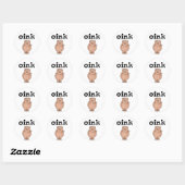 Sticker Rond T-shirts et cadeaux Oink Pig (Feuille)