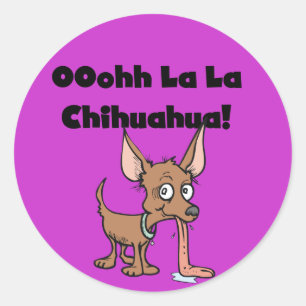 Sticker Rond T-shirts et cadeaux Oohh La La Chihuahua