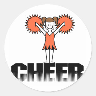Sticker Rond T-shirts et cadeaux Orange Cheerleader