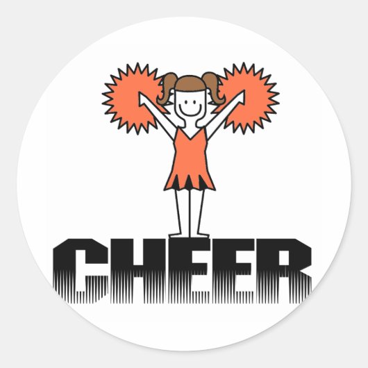 Sticker Rond T-shirts et cadeaux Orange Cheerleader (Devant)