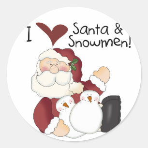 Sticker Rond T-shirts et cadeaux père Noël et Snowmen