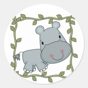 Sticker Rond T-shirts et cadeaux pour bébés Hippo