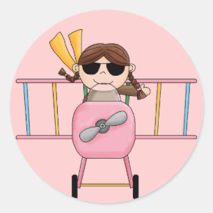 Sticker Rond T-shirts et cadeaux pour filles pilotes