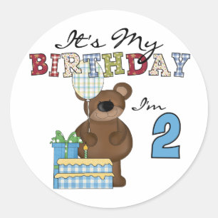 Sticker Rond T-shirts et cadeaux pour le 2e anniversaire de Boy