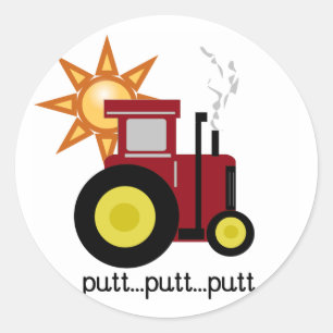 Sticker Rond T-shirts et cadeaux Red Farm Tractor