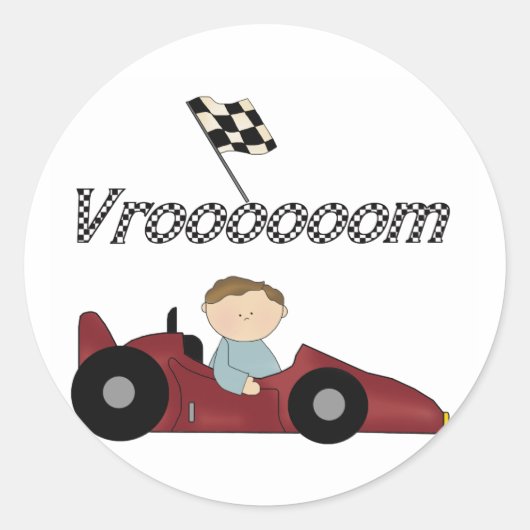Sticker Rond T-shirts et cadeaux Red Race Car Vroom (Devant)