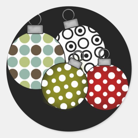 Sticker Rond T-shirts et cadeaux Retro Christmas Balls (Devant)