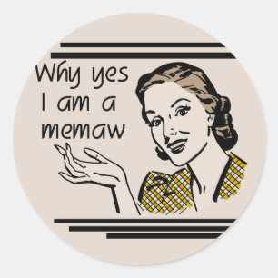 Sticker Rond T-shirts et cadeaux Retro Memaw