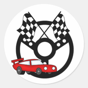 Sticker Rond T-shirts et cadeaux rouges de voiture de course