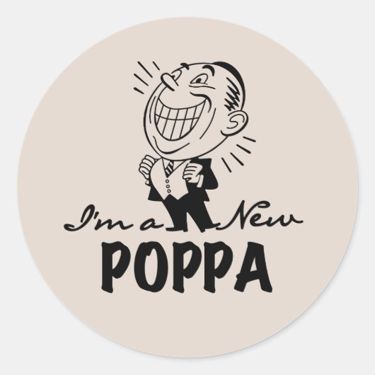 Sticker Rond T-shirts et cadeaux Smiling New Poppa (Devant)