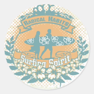 Sticker Rond T-shirts et cadeaux Surfing Spirit