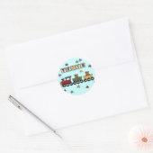 Sticker Rond T-shirts et cadeaux Teddy Bear Train (Enveloppe)