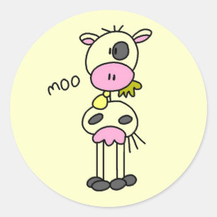 Sticker Rond T-shirts et Cadeaux Vache dit Meuh