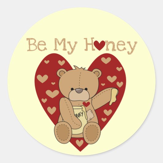 Sticker Rond T-shirts et cadeaux Valentine Be My Honey (Devant)