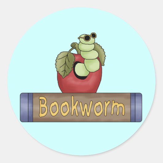 Sticker Rond T-shirts et cadeaux Worm Book (Devant)