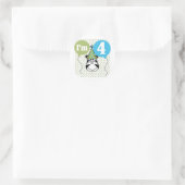 Sticker Rond T-shirts et cadeaux Zebra 4e anniversaire (Sac)