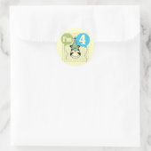 Sticker Rond T-shirts et cadeaux Zebra 4e anniversaire (Sac)