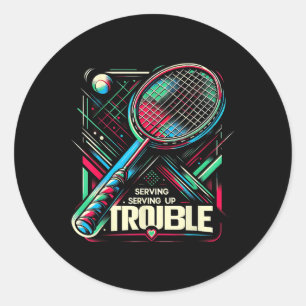 Sticker Rond T-shirts graphiques drôles de badminton servant de