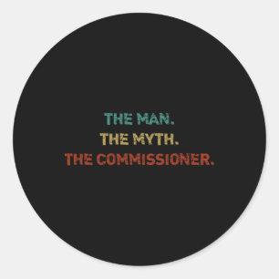 Sticker Rond T-shirts Irreverent L'Homme. Le Mythe. Le Commissa