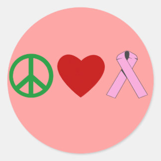 Sticker Rond T-shirts Peace Love Pink Ribbon, Mugs