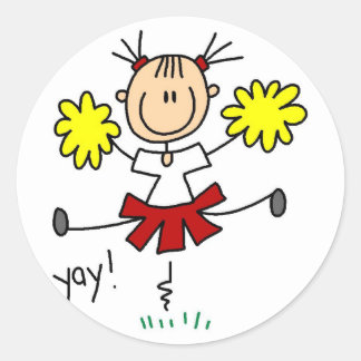 Sticker Rond T-shirts Pom-pom girl rouges et jaunes et GIfts
