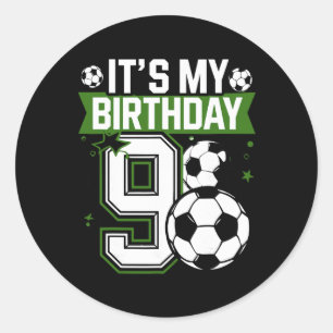 Sticker Rond T-shirts pour garçon d'anniversaire 9 Football C'e