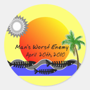 Sticker Rond T-shirts sur les catastrophes de déversement de pé