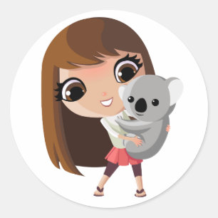 Sticker Rond Taara et pudding le koala