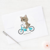 Sticker Rond Tabby cat fait du vélo. (Enveloppe)