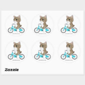 Sticker Rond Tabby cat fait du vélo. (Feuille)