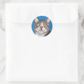 Sticker Rond Tabby Cat Peinture (Sac)
