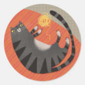 Sticker Rond Tabby Chat à fils (Devant)