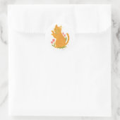 Sticker Rond Tabby orange avec tulipes (Sac)